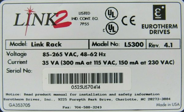 USED PARKER EUROTHERM DRIVES L5300 LINK2 RACK L5311 L5354 - Image 6
