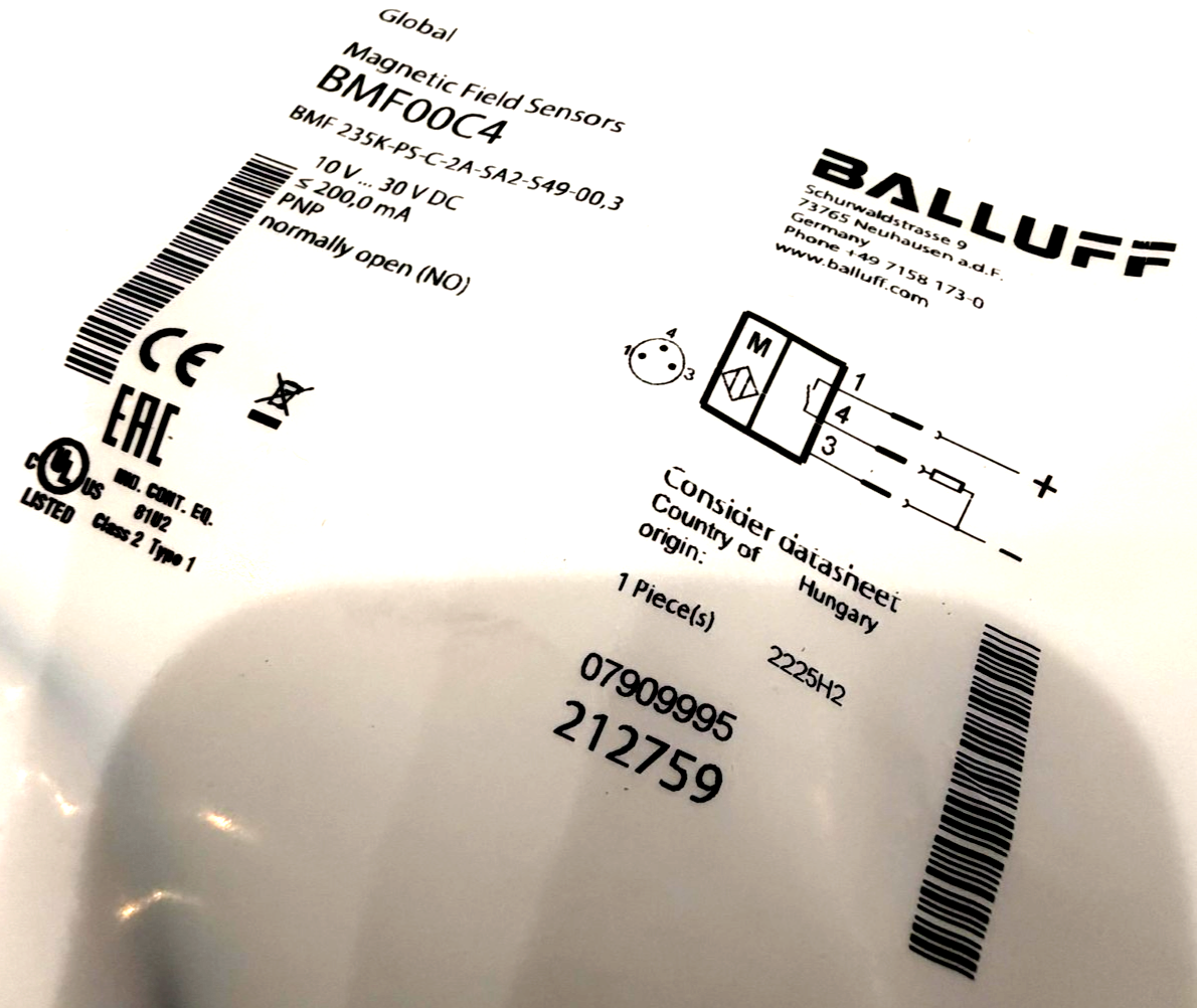 NEW BALLUFF BMF 235K-PS-C-2A-SA2-S49-00,3 MAGNETIC SENSOR BMF00C4