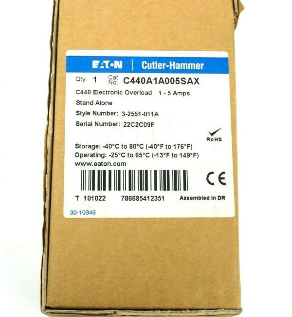 NEW EATON CUTLER HAMMER C440A1A005SAX C440 ELECTRONIC OVERLOAD CONTACTOR - Image 3
