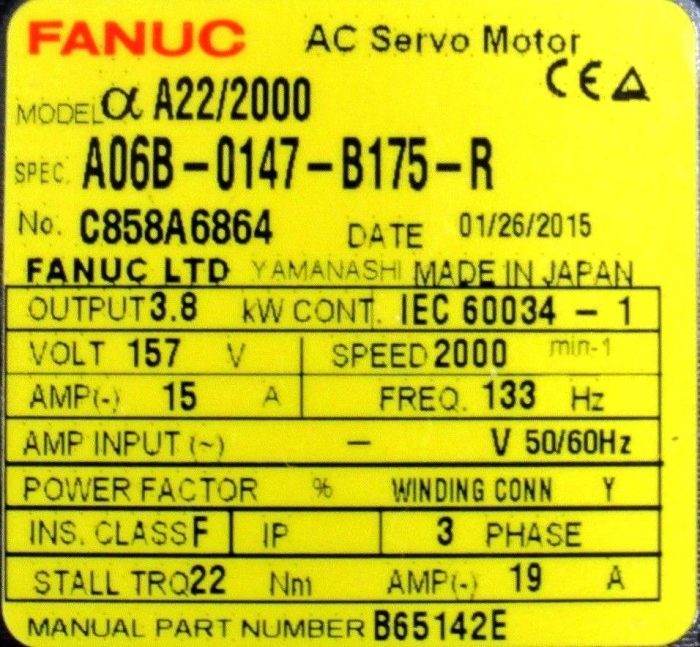 NEW FANUC A06B-0147-B175-R SERVO MOTOR WITH BRAKE A06B0147B175R A22/2000 - Image 5