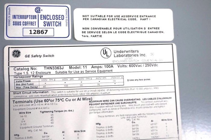 NEW GENERAL ELECTRIC THN3363J SAFETY SWITCH 100AMP 480/600VAC - Image 4