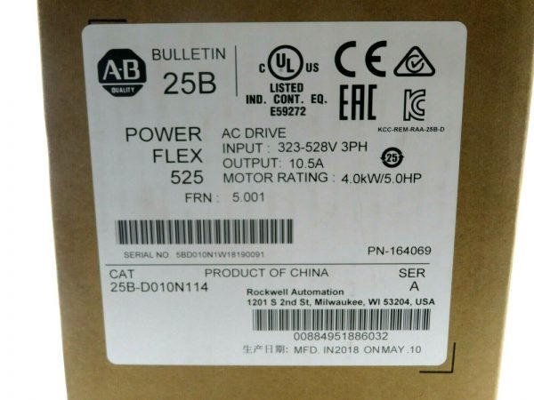 NEW SEALED ALLEN BRADLEY 25B-D010N114 POWER FLEX 525 DRIVE 5HP SER.A 25BD010N114 - Image 3