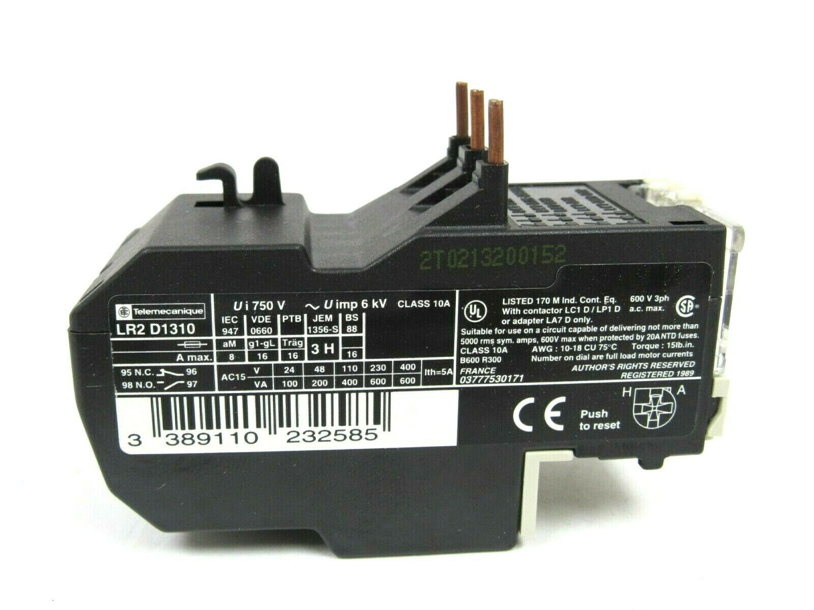 NEW TELEMECANIQUE LR2-D1310 023258 THERMAL OVERLOAD RELAY LR2D1310 - Image 4