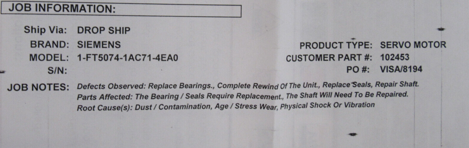 REFURBISHED SIEMENS 1FT5074-1AC71-4EA0 SERVO MOTOR 1FT50741AC714EA0 - Image 6