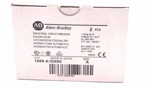 2 NEW ALLEN BRADLEY 1489-A1D050 CIRCUIT BREAKER SER.A 1489A1D050