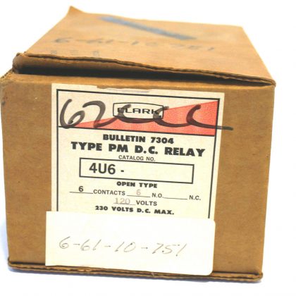 NEW AO SMITH CLARK 4U6  TYPE PM DC RELAY 7304 PM