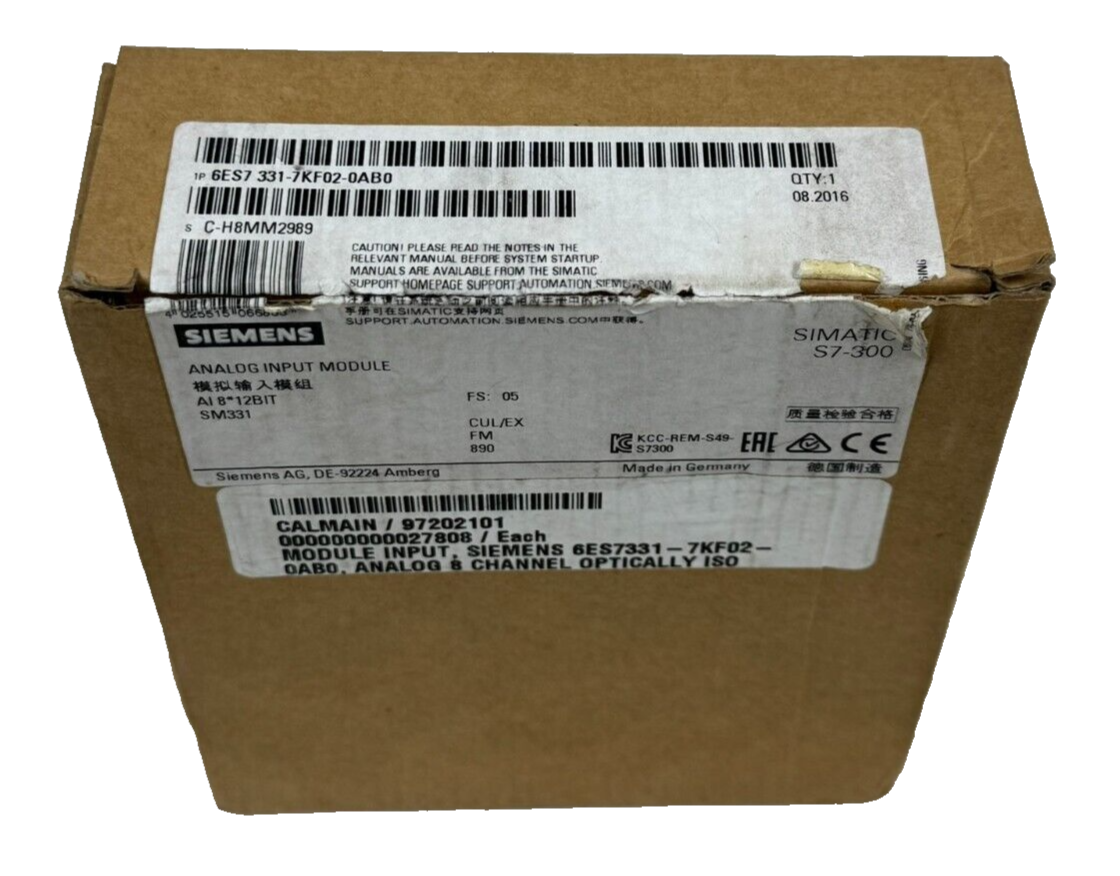 Module D'entrée Analogique Siemens 6ES7331-7KF02-0AB0 – Neuf Et Scellé – Pour Automate S7-300 – 8 Canaux, 13 Bits