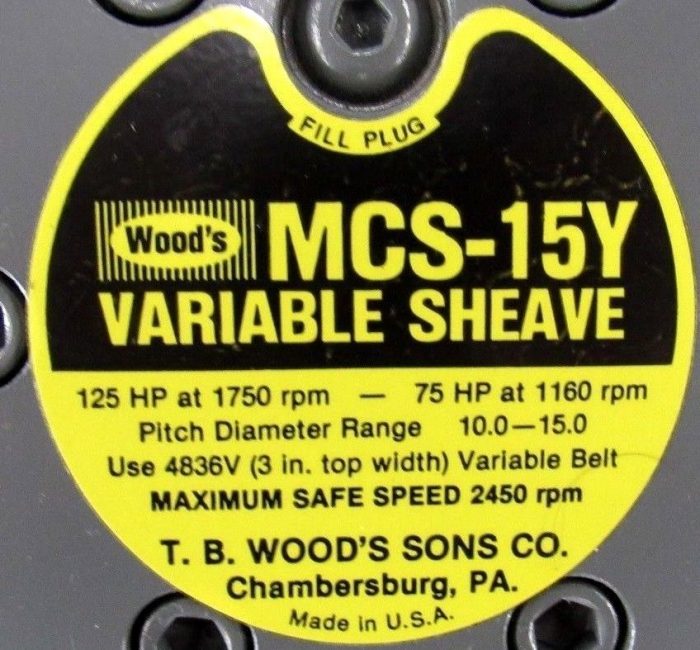 NEW TB WOODS MCS-15Y VARIABLE SHEAVE MSC15YX278 MCS15Y 125HP 1750 RPM 2-7/8" - Image 4