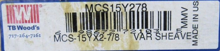 NEW TB WOODS MCS-15Y VARIABLE SHEAVE MSC15YX278 MCS15Y 125HP 1750 RPM 2-7/8" - Image 7