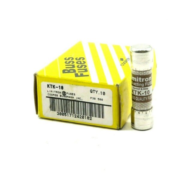 10 NEW BUSSMANN LIMITRON KTK-10 FUSE 10AMP 600V KTK10