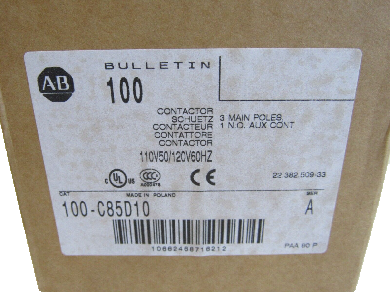 ALLEN BRADLEY 100-C85D10 CONTACTOR SER. A 100C85D10 NEW, SURPLUS - Image 3