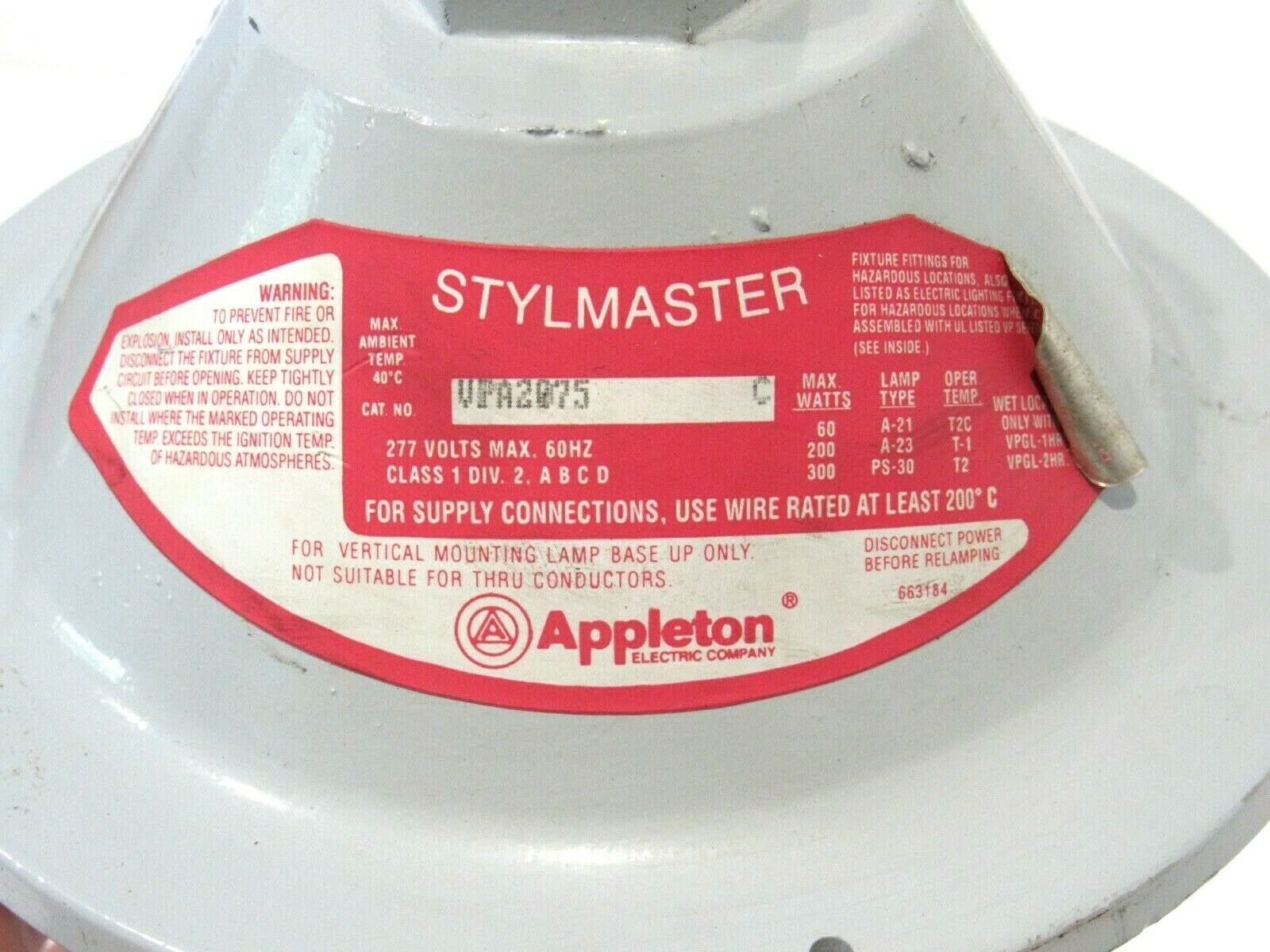 NEW APPLETON VPA2075 PENDANT - SB Industrial Supply, Inc.