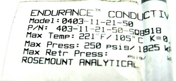 NEW EMERSON 403-11-21-50 CONDUCTIVITY SENSOR 403112150SQ8918 403112150 - Image 5