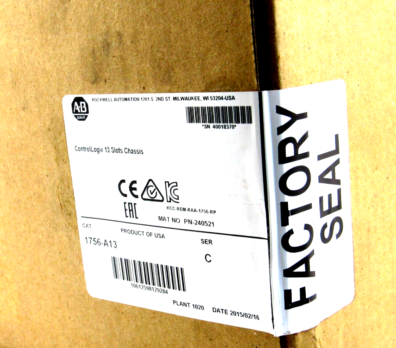 NEW FACTORY SEALED ALLEN BRADLEY 1756-A13 CONTROL LOGIX 13 SLOT CHASIS 1756A13 - Image 4
