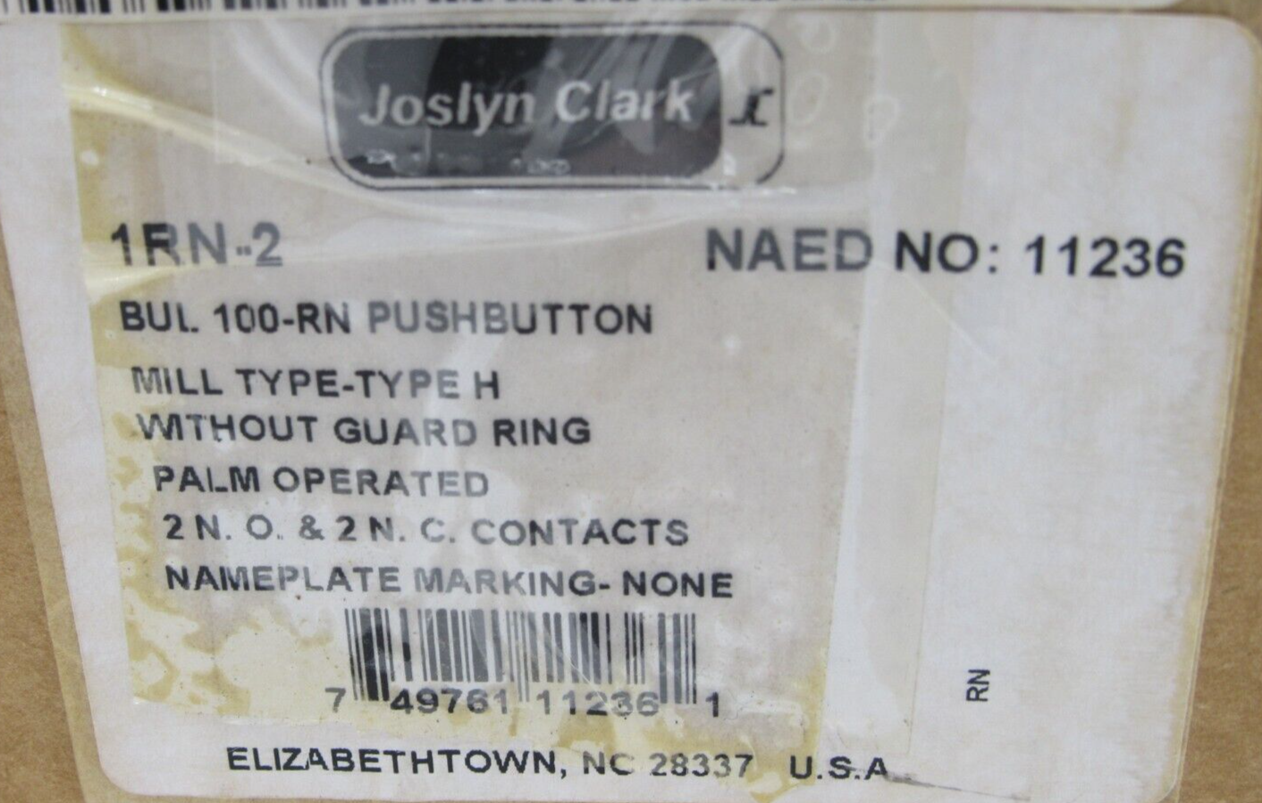 NEW JOSLYN CLARK 1RN-2 PUSHBUTTON STATION TYPE H 1RN2 - Image 5