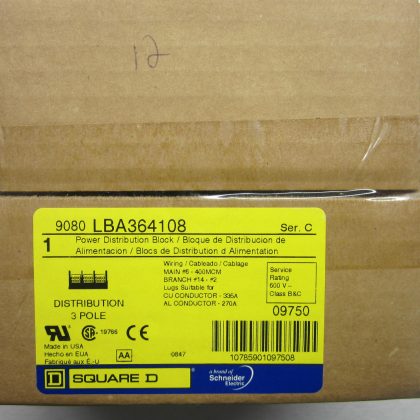 NEW SEALED SQUARE D 9080 LBA364108 POWER DISTRIBUTION BLOCK  9080LBA364108