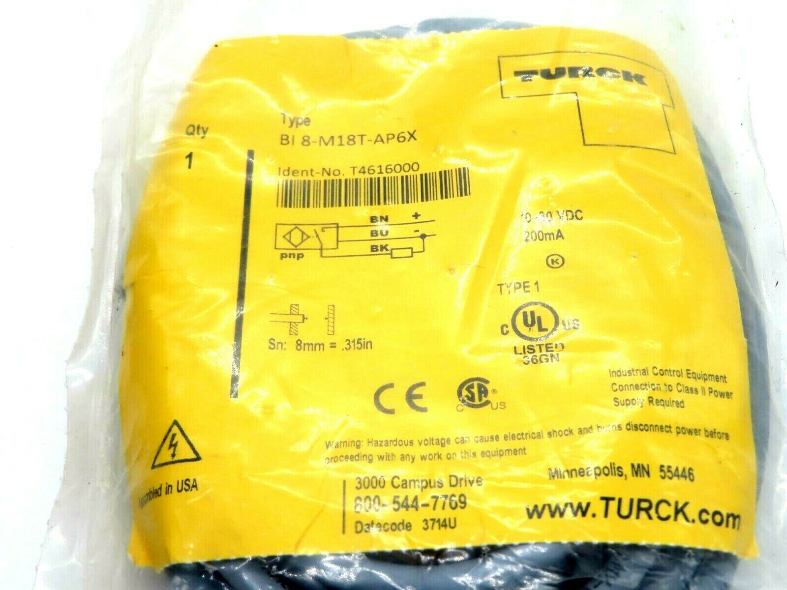NEW TURCK BI8-M18T-AP6X SENSOR T4616000 BI8M18TAP6X - Image 3