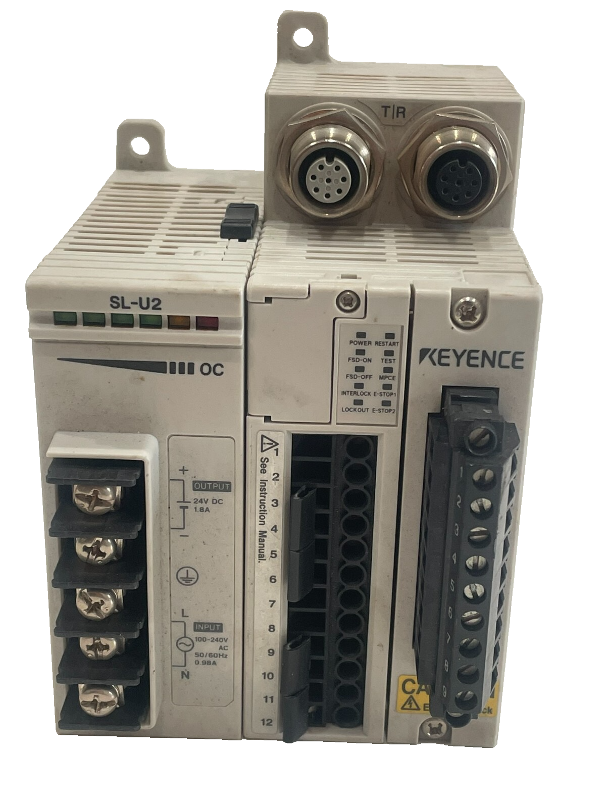 USED KEYENCE SL-R11 SAFETY CONTROL UNIT W/ SL-U2 POWER SUPPLY SLR11 - Image 3