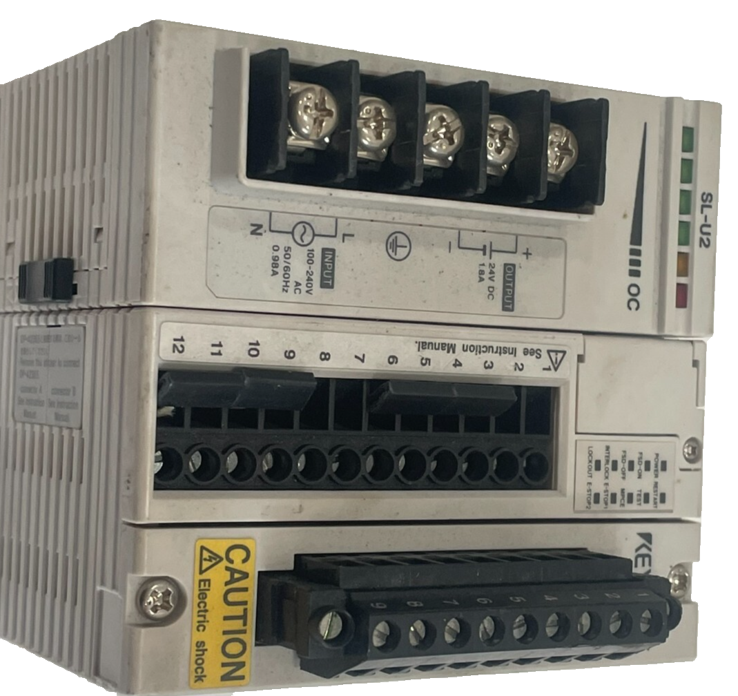 USED KEYENCE SL-R11 SAFETY CONTROL UNIT W/ SL-U2 POWER SUPPLY SLR11 - Image 4