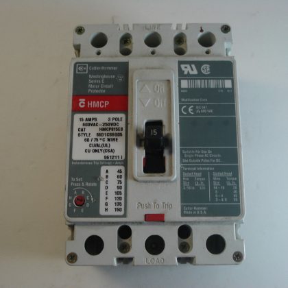 USED CUTLER HAMMER WESTINGHOUSE HMCP015E0 BREAKER
