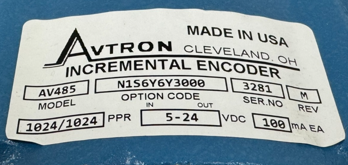 NEW AVTRON AV485-N1S6Y6Y3000 INCREMENTAL ENCODER 1024/1024PPR 5-24VDC 100mA - Image 6