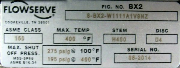 NEW FLOWSERVE B100D ACTUATOR VALVE WNXCLU2M1-18-00200 8-BX2-W1111A1V9NZ 10" - Image 6