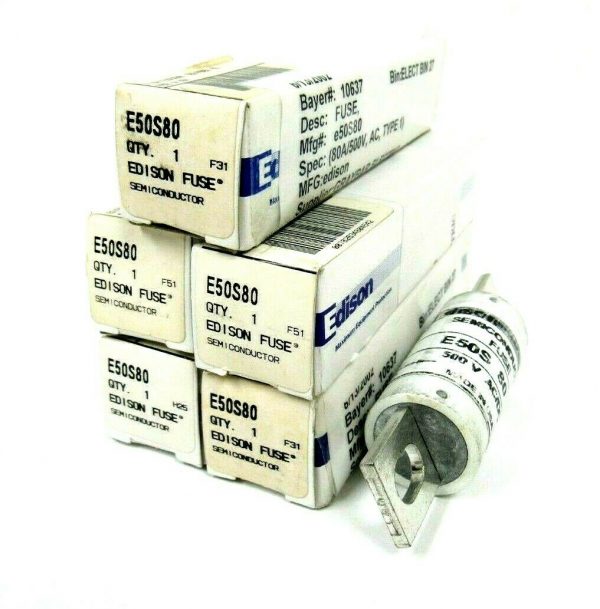 NEW LOT OF 5 EDISON E50S80 FUSE 500V 80A