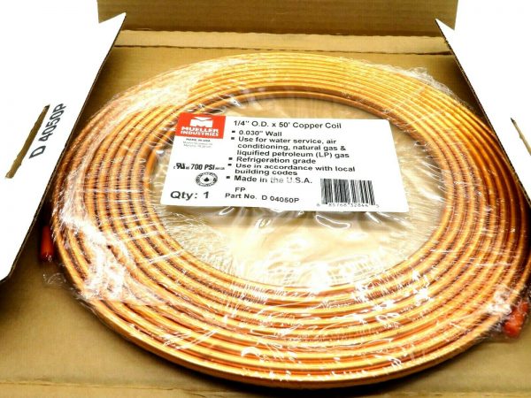 NEW MUELLER D04050P REFRIGERATION COPPER TUBING COIL 1/4" X 50' - Image 3
