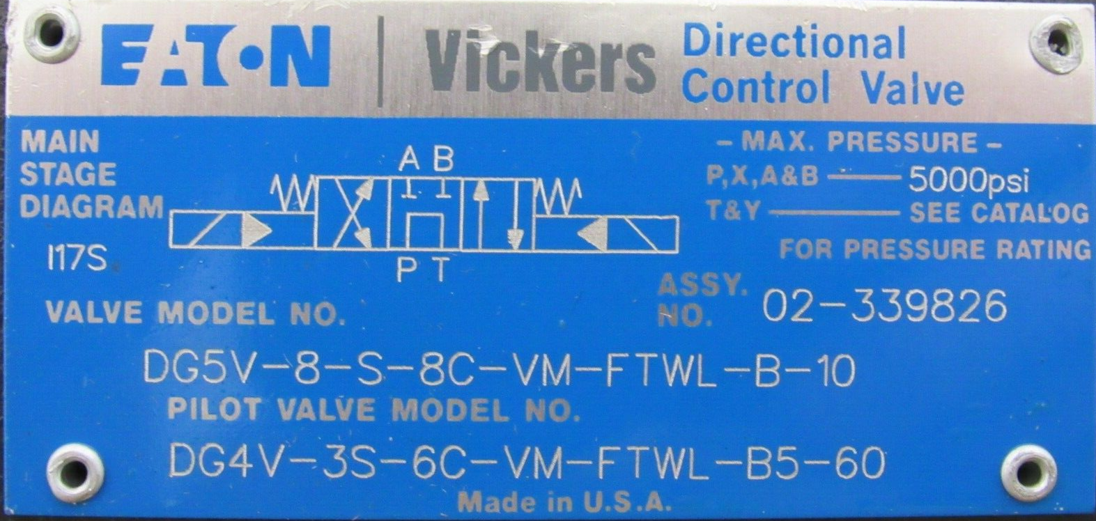 NEW VICKERS 02-339826 SOLENOID VALVE DG5V-8-S-8C-VM-FTWL-B-10