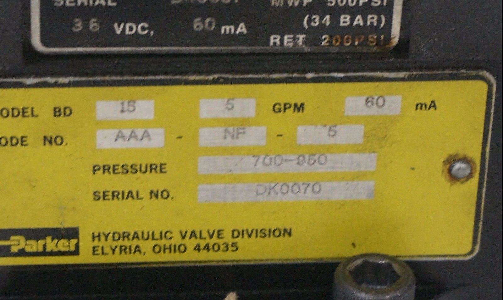 PARKER 801234-AAA-NR SERVO VALVE BD15AAANF5 REPAIRED - Image 5