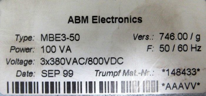 USED ABM ELECTRONICS MBE3-50 DRIVE CONTROL MBE350 - Image 5