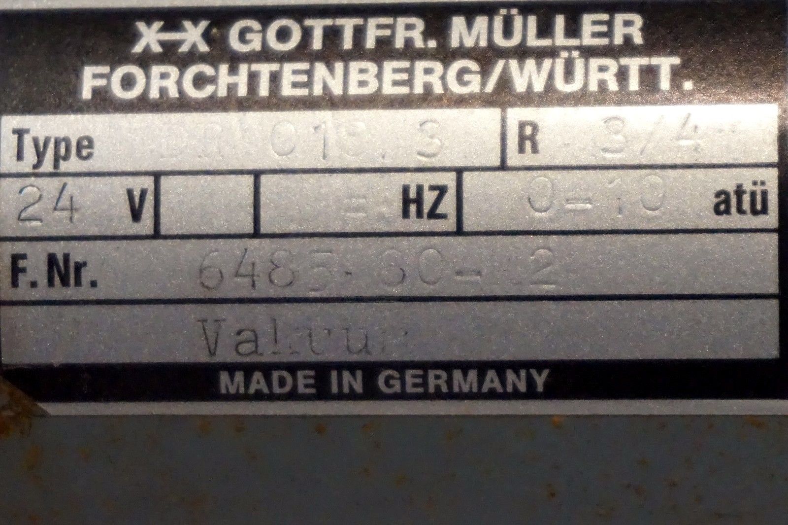 USED GOTTFR MULLER FORCHTENBERG/WURTT DR 013 / 3 VAKUUM 6483-60-2 DR0133 - Image 3