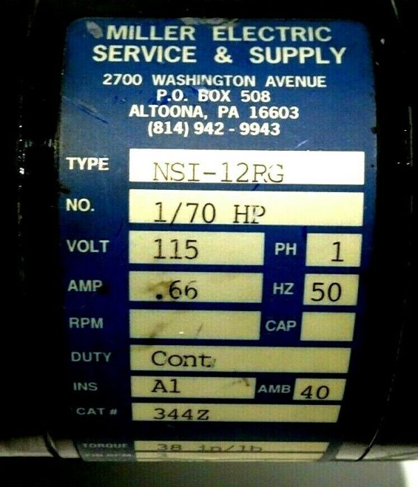 USED MILLER ELECTRIC NSI-12RG GEAR MOTOR NSI12RG - Image 4