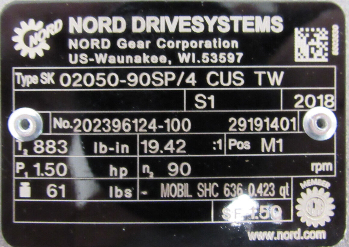 Hytrol 301.0295 | NORD GEARMTR-SK02050AZMMHD-90LP/4 CUS TW main image 1