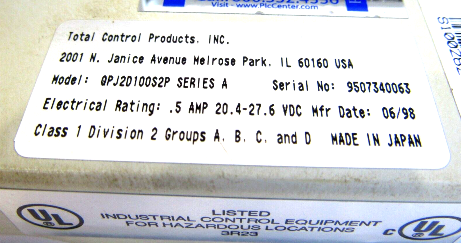 REPAIRED TOTAL CONTROL QPJ2D100S2P QUICK PANEL JR. - Image 4