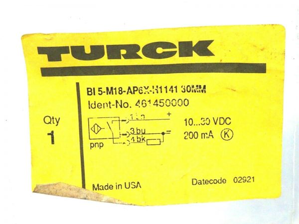 NEW TURCK BI5-M18-AP6X-H1141 30MM INDUCTIVE SENSOR 461450000 BI5M18AP6XH1141 - Image 3