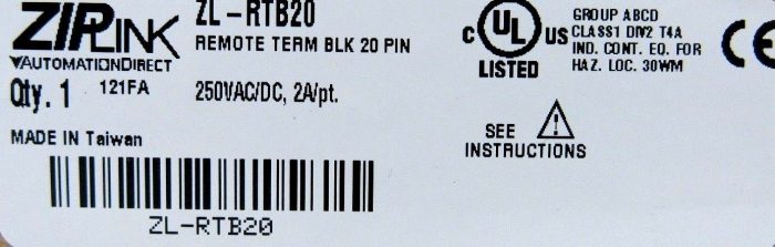 NEW AUTOMATION DIRECT ZL-RTB20 REMOTE TERMINAL BLOCK ZLRTB20 - Image 5