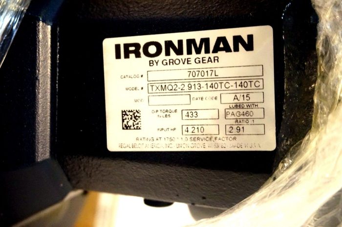 NEW GROVE GEAR IRONMAN TXMQ2-2913-140TC-140TC GEAR REDUCER 707017L - Image 3