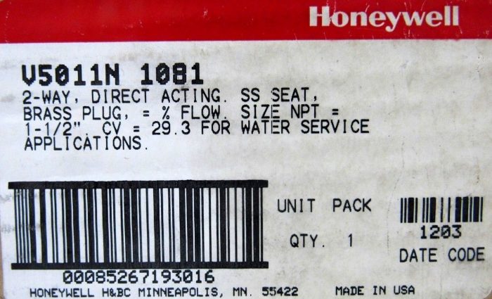 NEW HONEYWELL V5011N-1081 2 WAY VALVE 1-1/2" V5011N1081 - Image 5