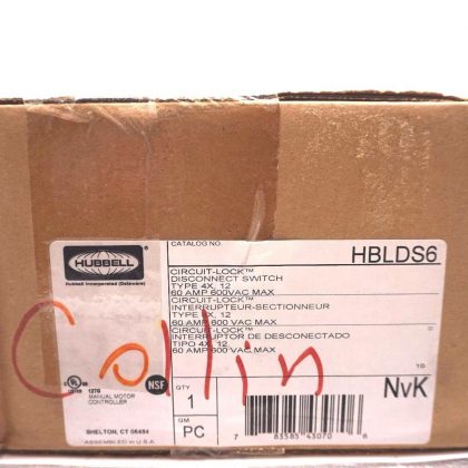 NEW HUBBELL HBLDS6 DISCONNECT SWITCH
