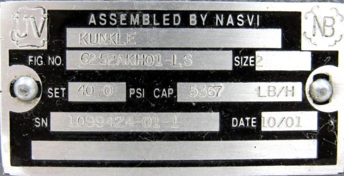 NEW KUNKLE 6252AKH01-LS RELIEF VALVE SIZE 2 6252AKH01LS 40PSI - Image 5