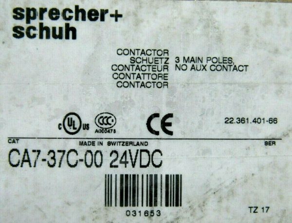 NEW SPRECHER+SCHUH CA7-37C-00 CONTACTOR 24VDC CA737C00 - Image 5