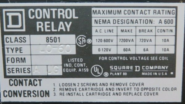 NEW SQUARE D 8501 LO-60 LATCHING RELAY 8501LO60 - Image 4