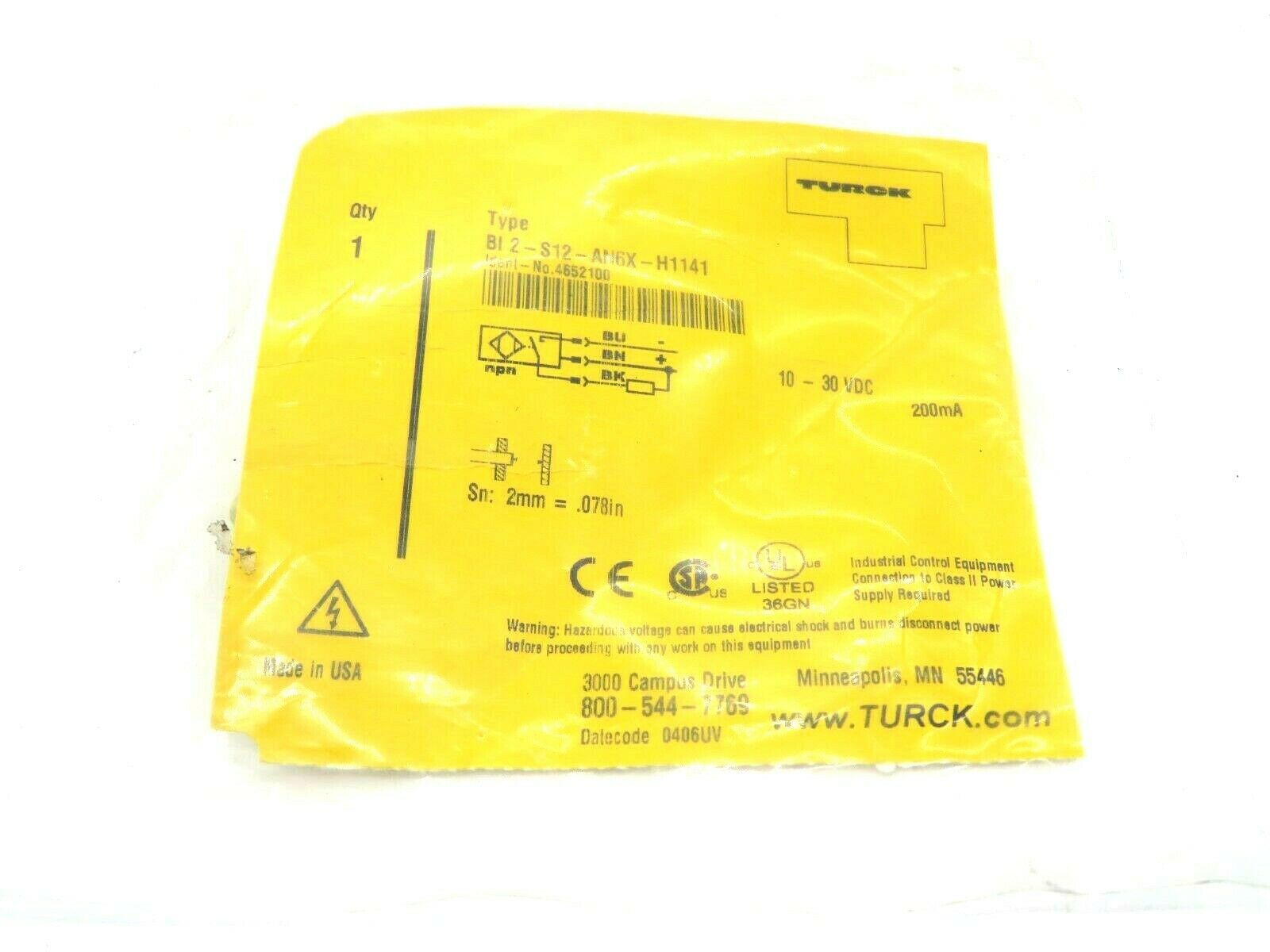 NEW TURCK BI2-S12-AN6X-H1141 SENSOR BI2S12AN6XH1141 - Image 3