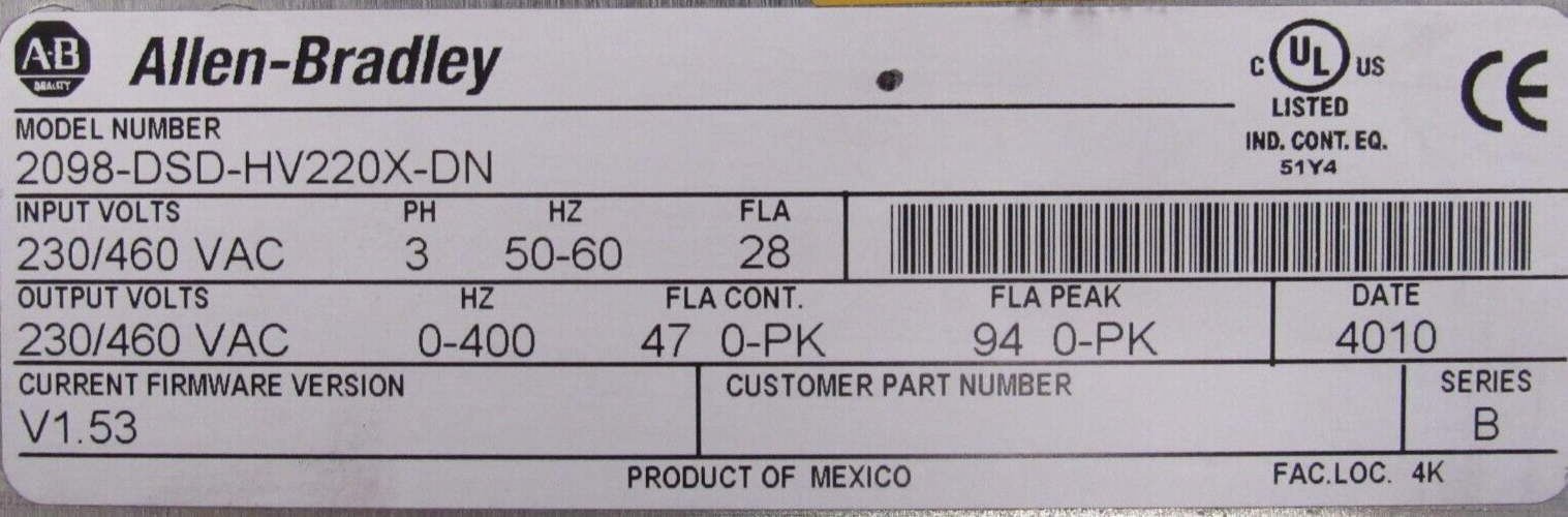 ALLEN BRADLEY 2098-DSD-HV220X-DN SERVO DRIVE SER.B 2098DSDHV220XDN NEW SURPLUS - Image 5