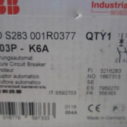 NEW ABB S203P-K6A CIRCUIT BREAKER S2039K6A