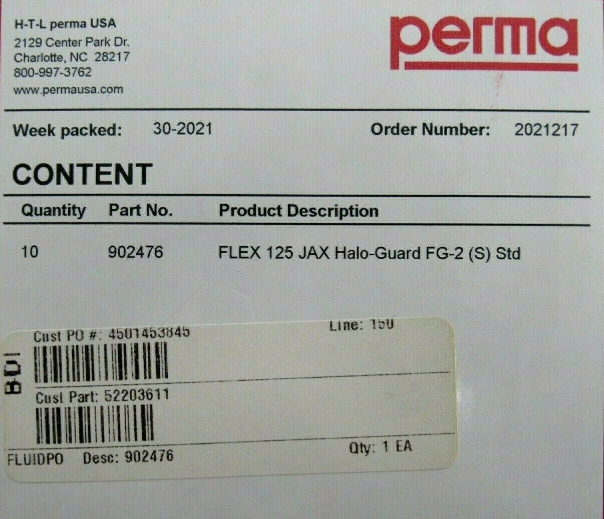 NEW BOX OF 10 PERMA 902476 LUBRICANT CARTRIDGE FLEX 125 JAX HALO-GUARD ...