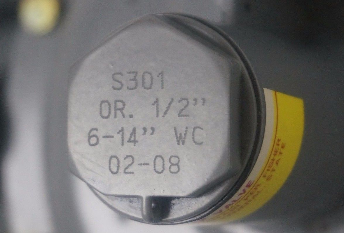 NEW FISHER CONTROLS S301 OR. 1/2'' , 6-14'' WC 02-08 VALVE - Image 4