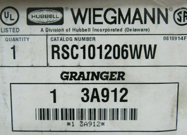 NEW HUBBELL WIEGMANN RSC101206WW JUNCTION BOX 13A912 - Image 5