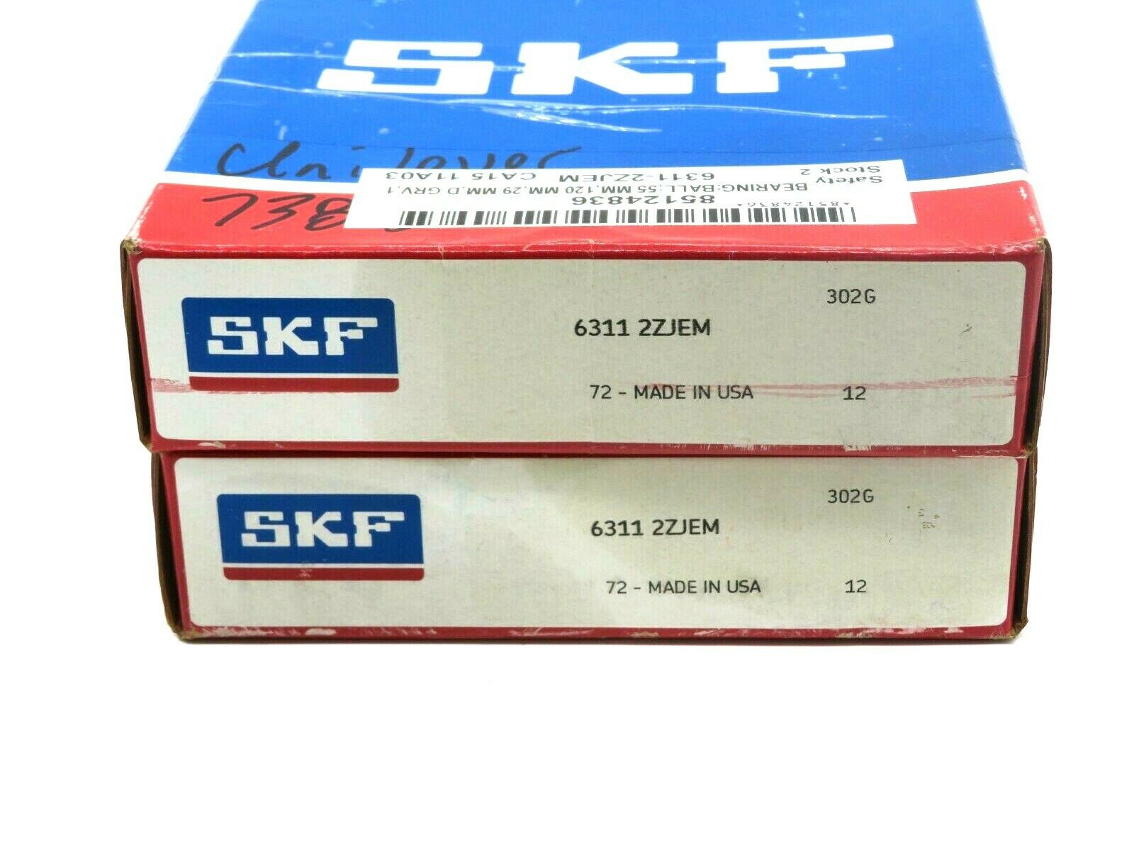 NEW LOT OF 2 SKF 6311-2ZJEM DEEP GROVE BALL BEARINGS 63112ZJEM - Image 3